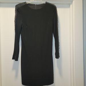 Joseph Ribkoff little black dress with silver beads Sz 6